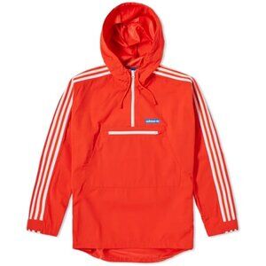 Adidas Tennoji Windbreaker Jacket Men's Orange White Pockets Anorak Zip Hood M